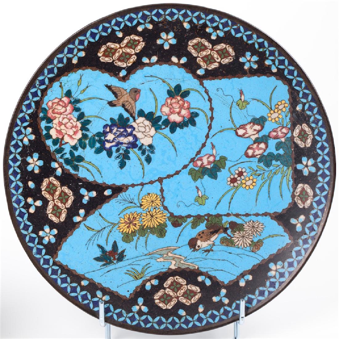 A pair of Japanese Meiji Period cloisonne enamel dishes — image 2