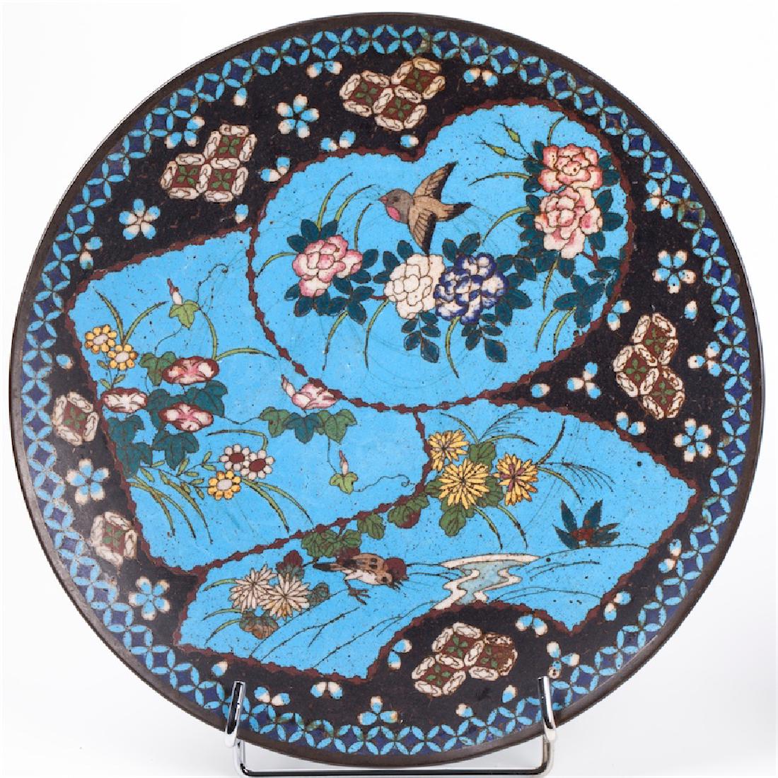 A pair of Japanese Meiji Period cloisonne enamel dishes — image 3