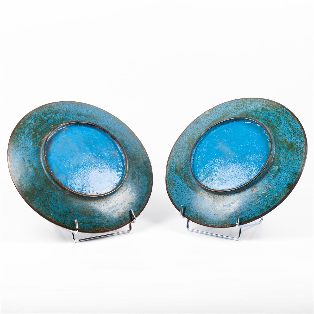 A pair of Japanese Meiji Period cloisonne enamel dishes — image 4
