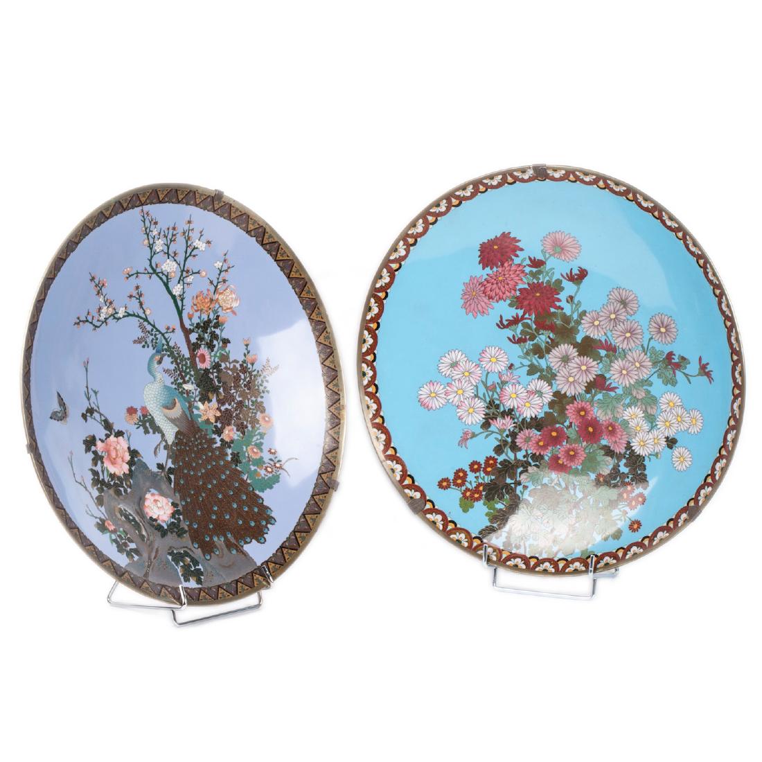 A pair of Japanese Meiji Period cloisonne enamel dishes — image 1