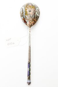 Russian silver and enamel spoon. — image 1