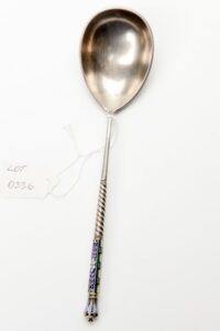 Russian silver and enamel spoon. — image 2
