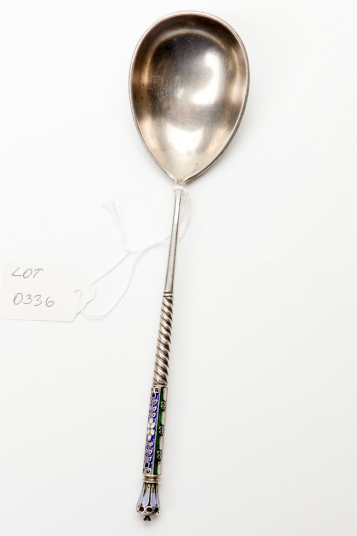 Russian silver and enamel spoon. — image 2
