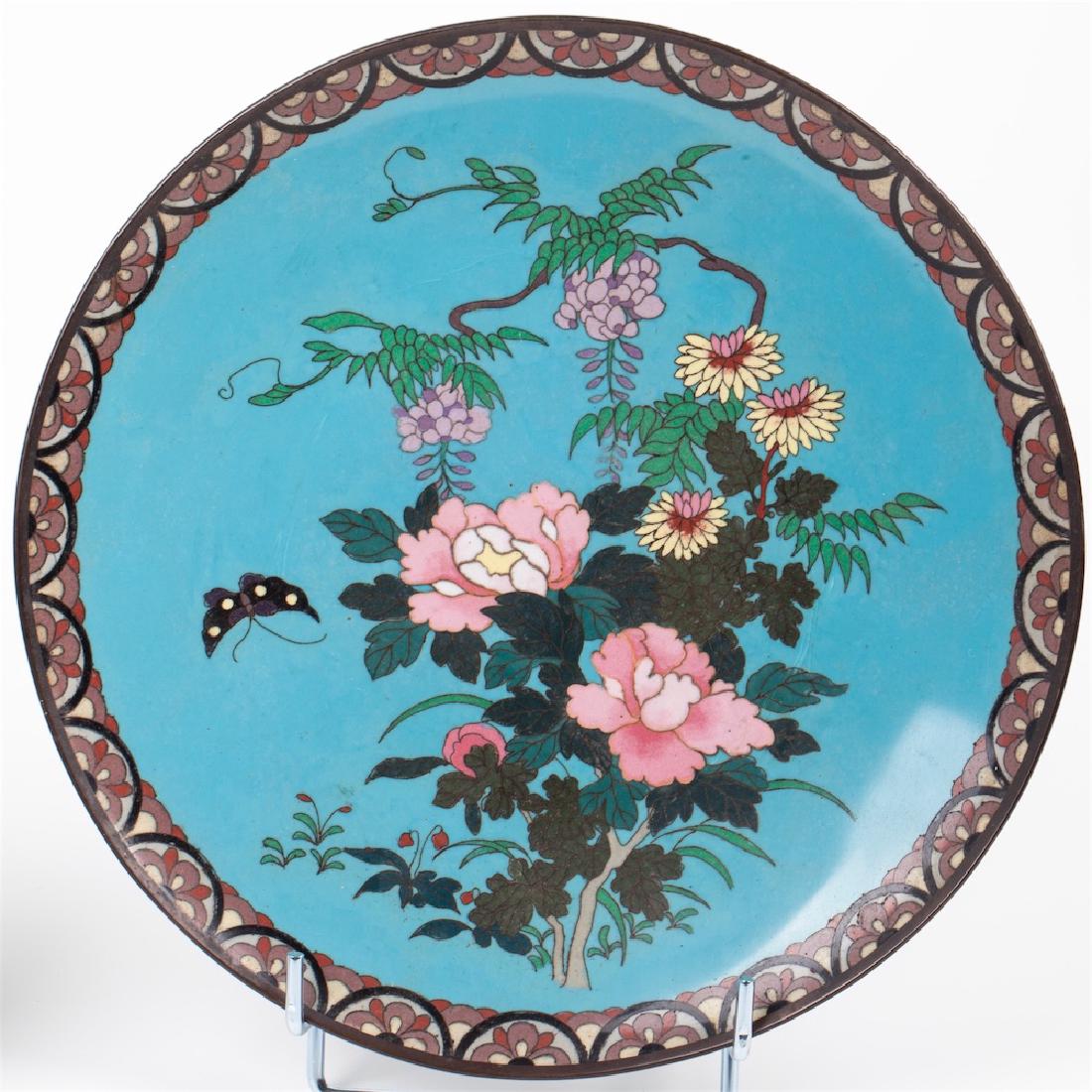 A pair of Japanese Meiji Period cloisonne enamel dishes — image 2