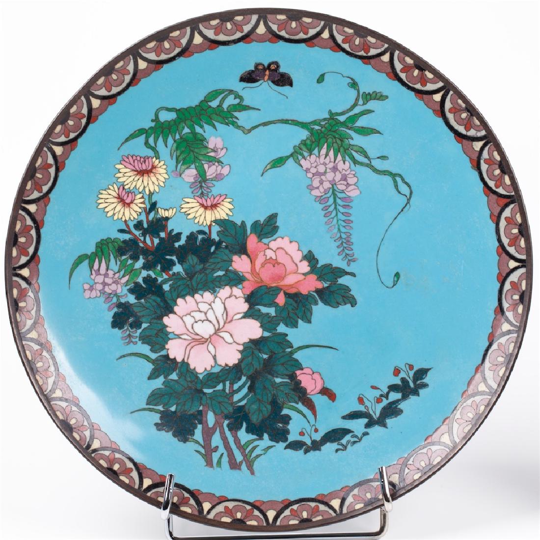 A pair of Japanese Meiji Period cloisonne enamel dishes — image 3