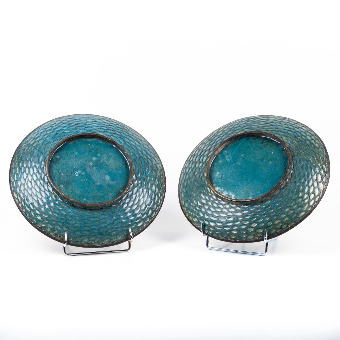 A pair of Japanese Meiji Period cloisonne enamel dishes — image 4