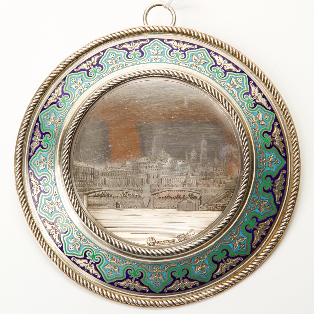 Russian silver and enamel plate. — image 1
