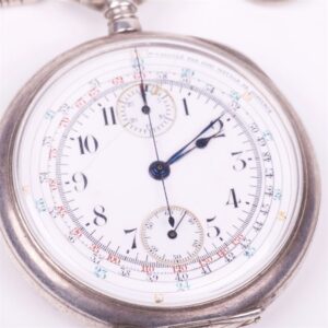 Silver pocket watch "Zenith" with chronograph. — image 2