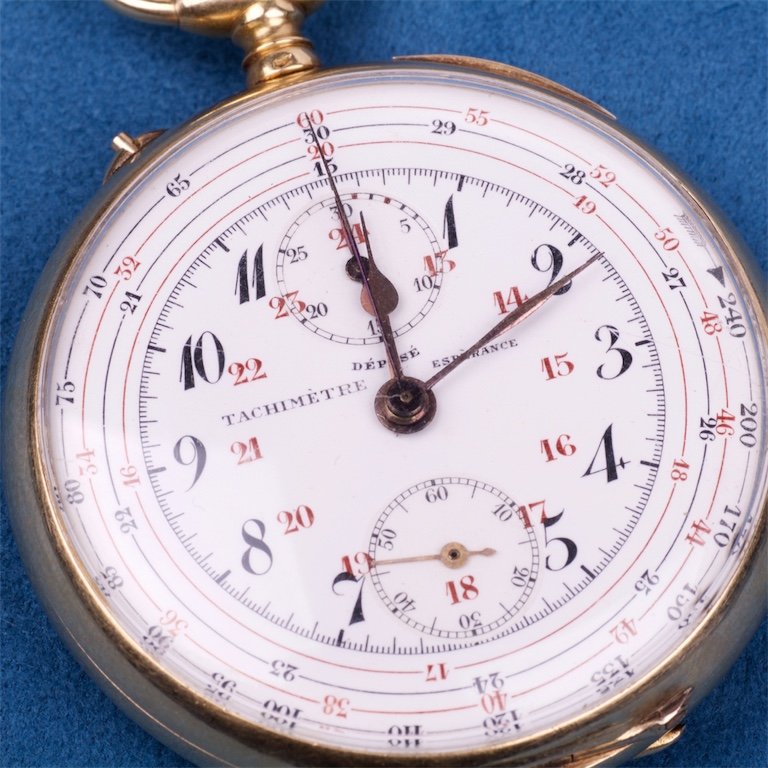 Gold pocket Watch with Chronograph "F. Auricoste" — image 3