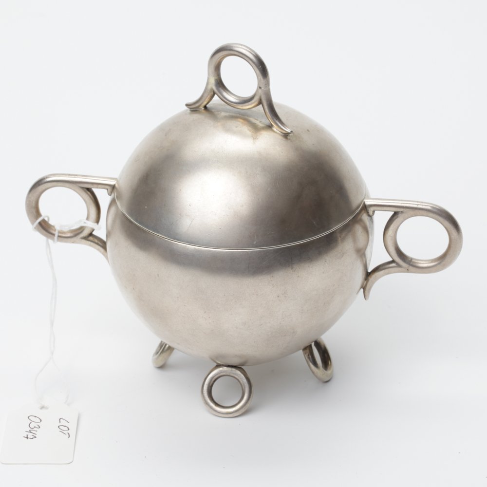 Russian Faberge silver sugar bowl. — image 2