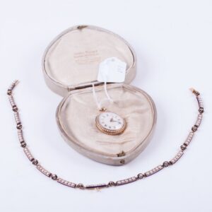 Enamel and pearl gold pocket watch with gold blue — image 2