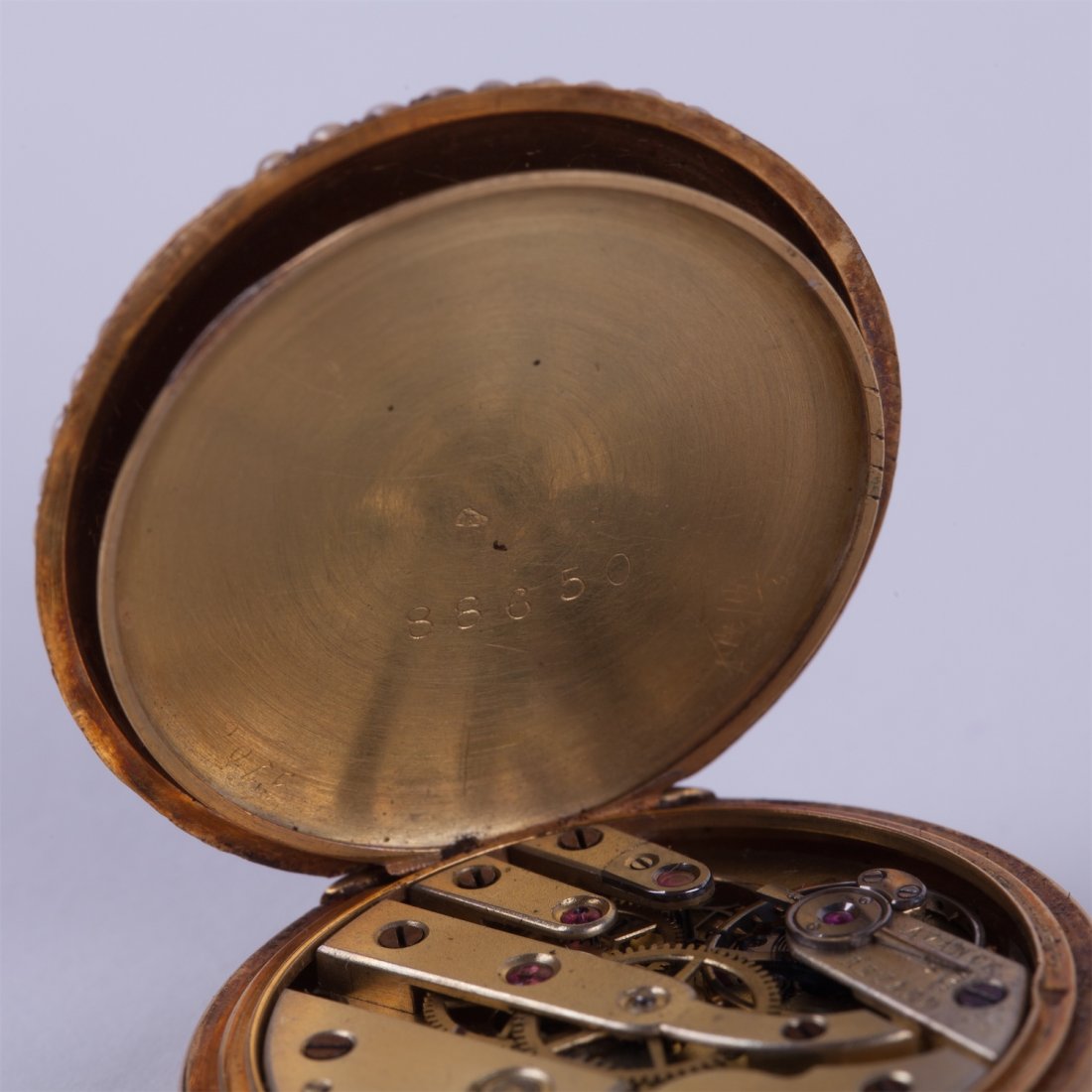 Enamel and pearl gold pocket watch with gold blue — image 5
