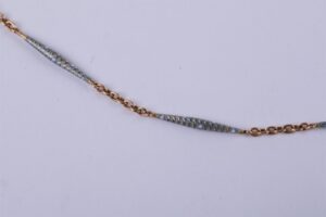 Enamell bell watch with gold blue enamel chain. — image 3
