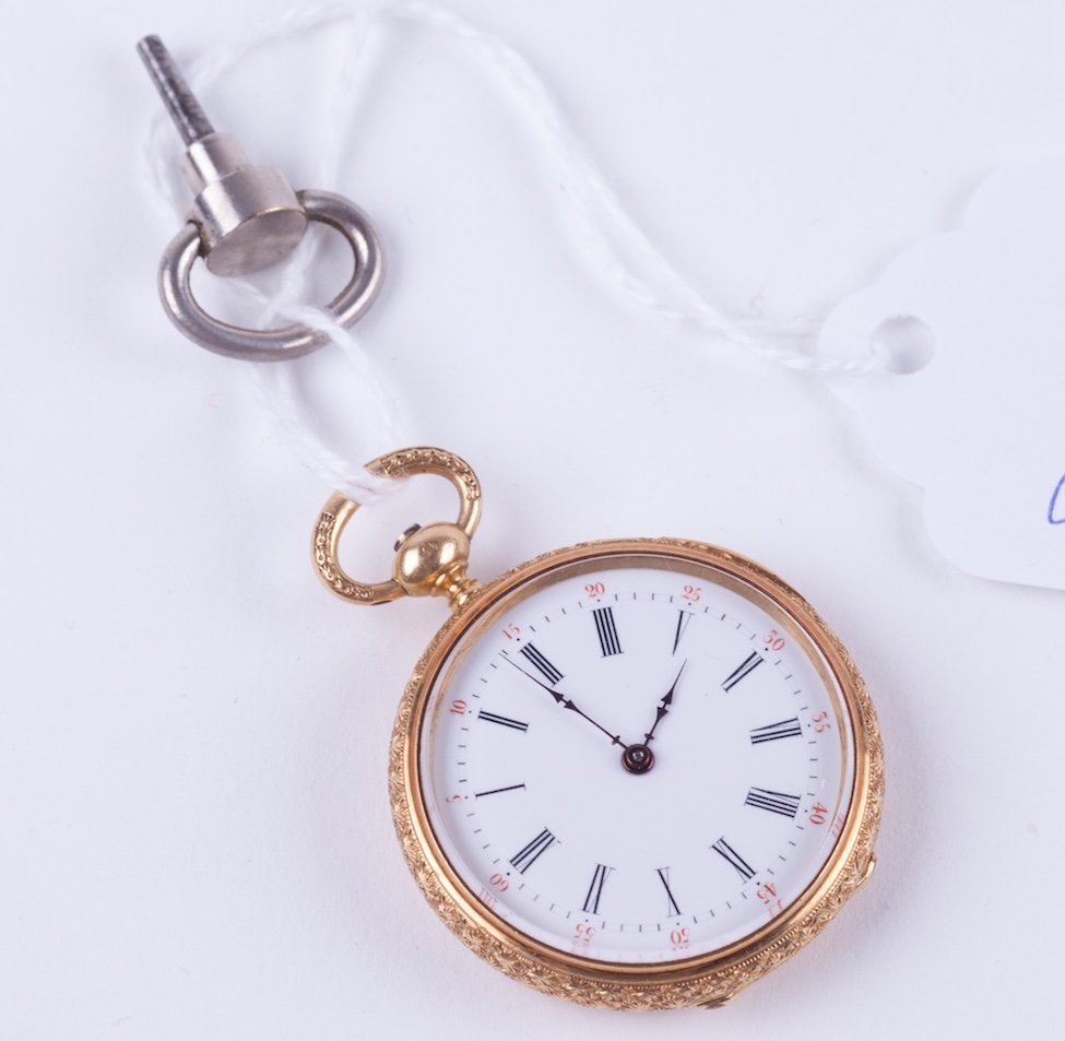 Open face gold pocket watch. — image 2