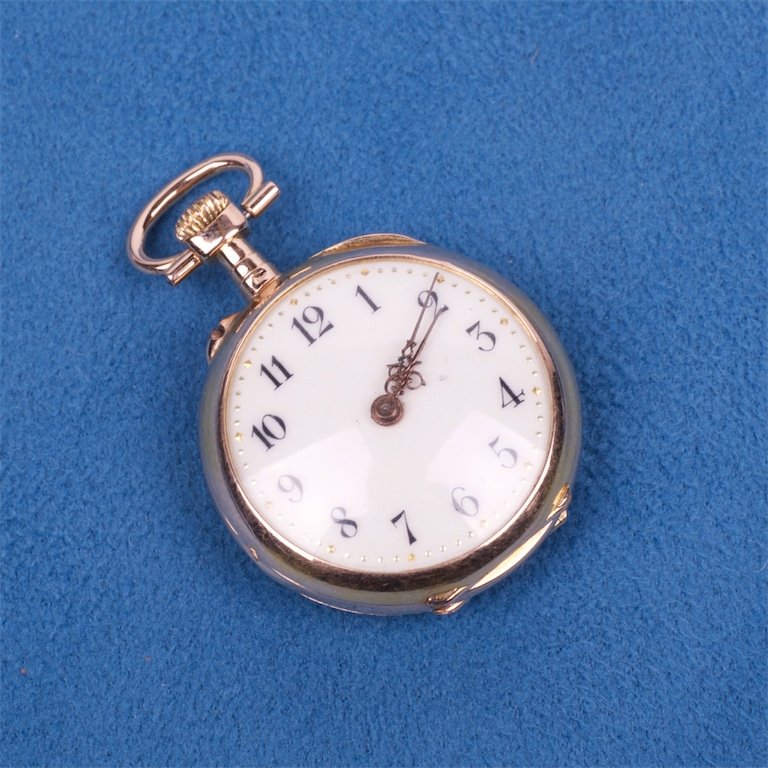 Gold pocket watch with jewels. — image 2