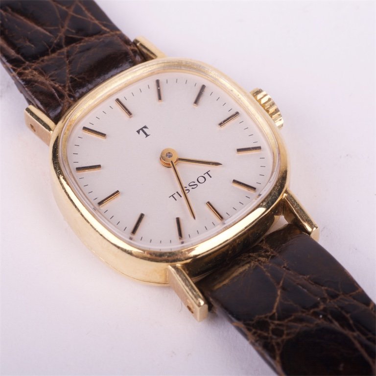 18K gold mechanical ladies wristwatch "Tissot". — image 1