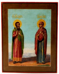 Russian icon of selected saints. — image 1