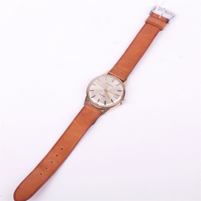 "Sekonda" 9K gold mechanical mens wristwatch with — image 2