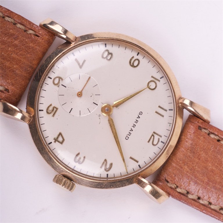 "Garrad" gold 9K mechanical mens wristwatch. — image 1