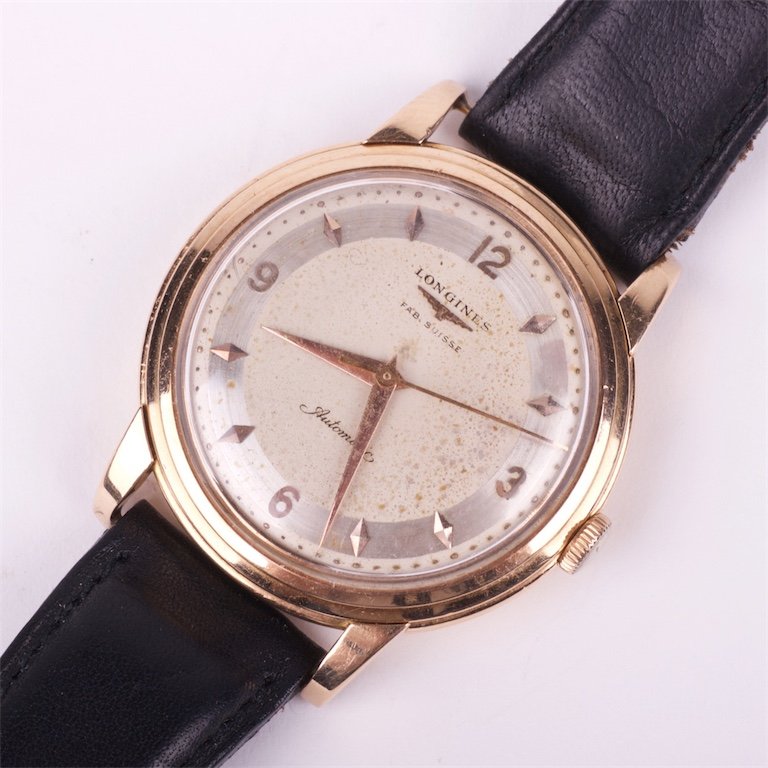 "Longines" gold 18K automaticl mens wristwatch. — image 1