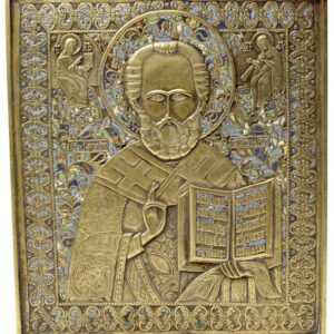 Russian bronze icon of Saint Nikolay. — image 1