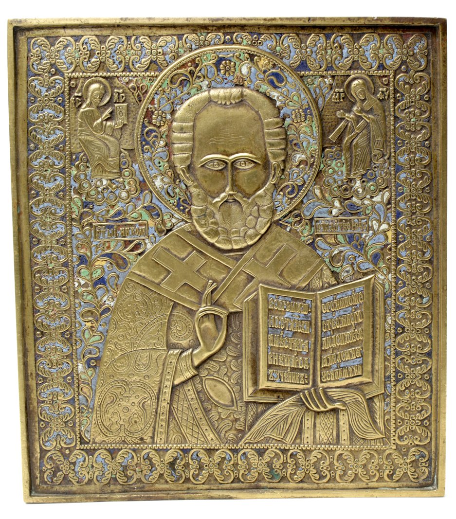 Russian bronze icon of Saint Nikolay. — image 1