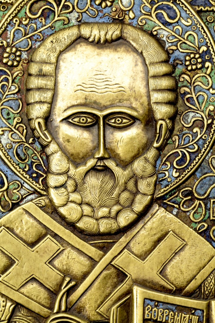 Russian bronze icon of Saint Nikolay. — image 3
