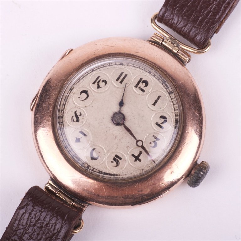 "Rolex" gold 18K mechanical mens wristwatch. — image 1