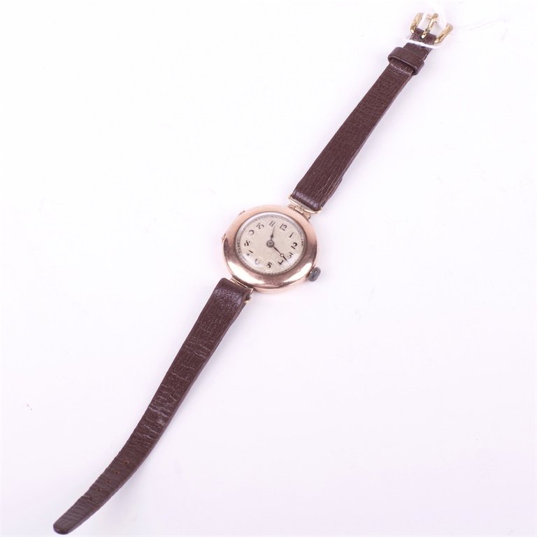 "Rolex" gold 18K mechanical mens wristwatch. — image 2