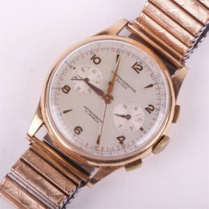 "Suisse" gold 18K mens wristwatch with chronograph. — image 1