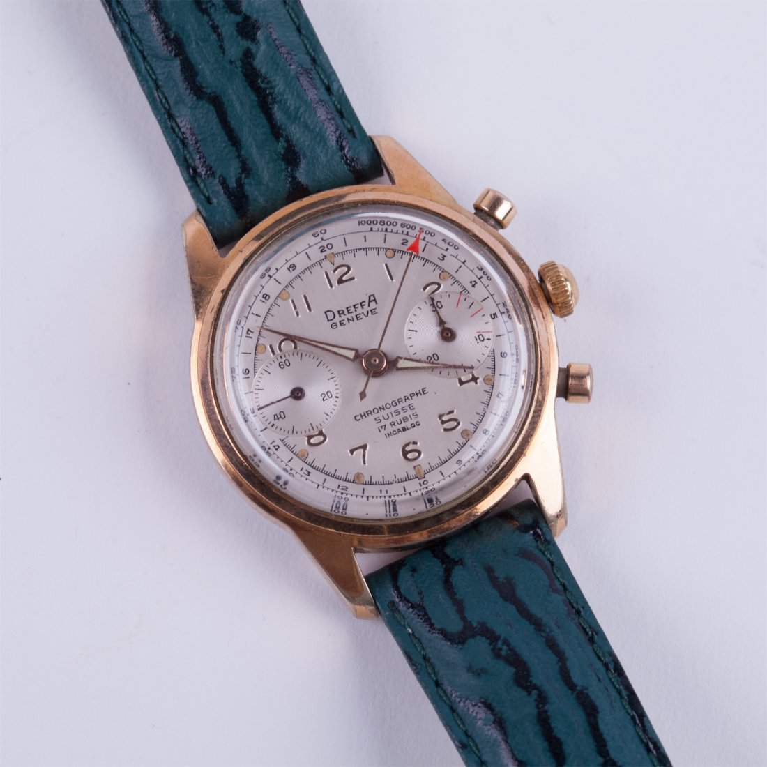 "Dreffa Geneve" gold plated chronograph wristwatch. — image 1