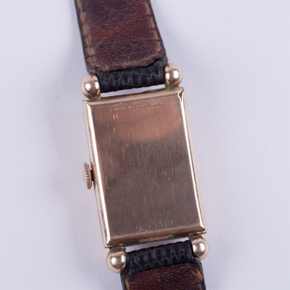 "Bulova" 14k gold filled rectangular mens wristwatch. — image 3