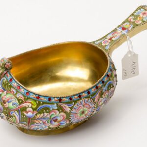 Russian silver and enamel kovsh. — image 1