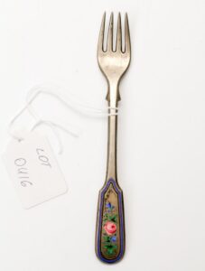 Russian silver and enamel fork. — image 1
