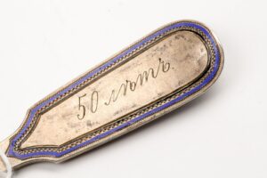 Russian silver and enamel fork. — image 4