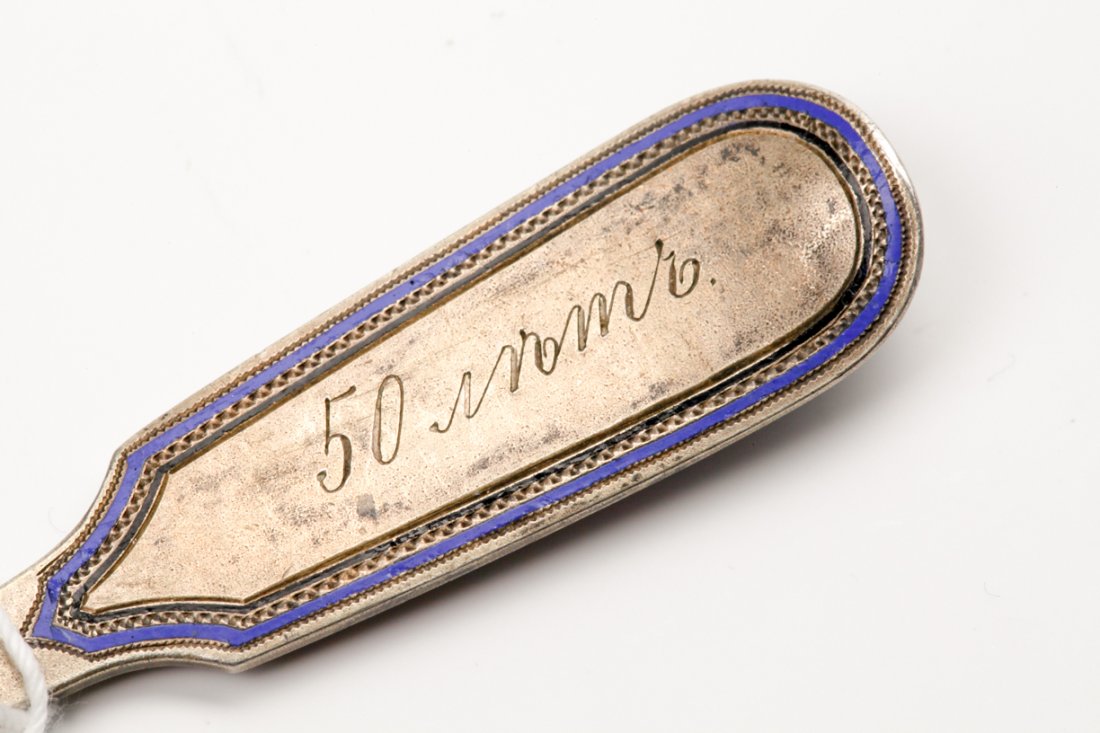 Russian silver and enamel fork. — image 4