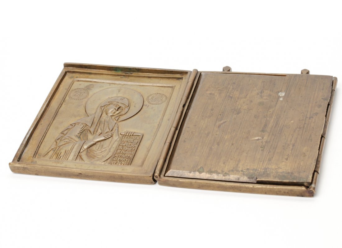 Russian bronze triptych icon. — image 2
