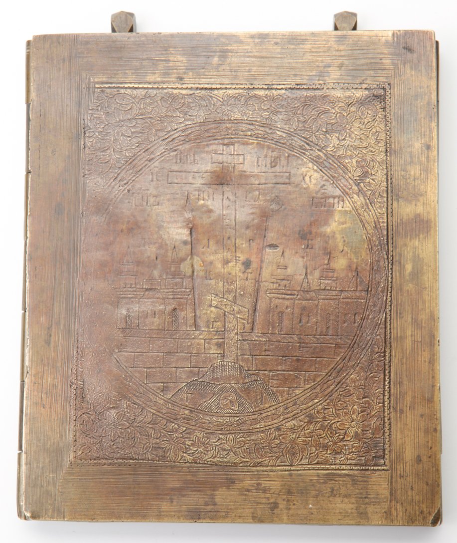 Russian bronze triptych icon. — image 3