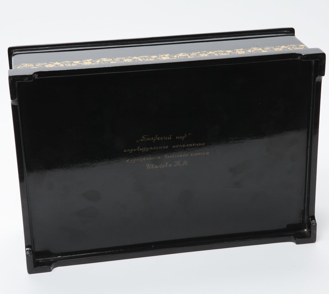 Russian lacquer box "Boyar feast". — image 4