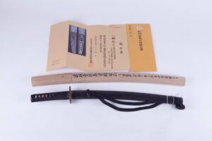 Wakizashi with 2 body cutting test. Hojoji Kunimasa. — image 1