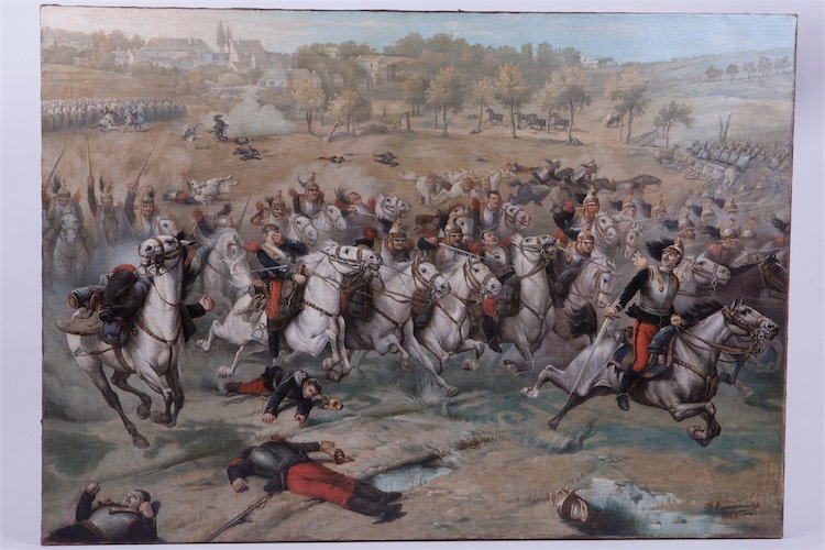 Painting with the battle on horses. — image 1