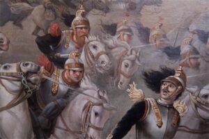 Painting with the battle on horses. — image 4