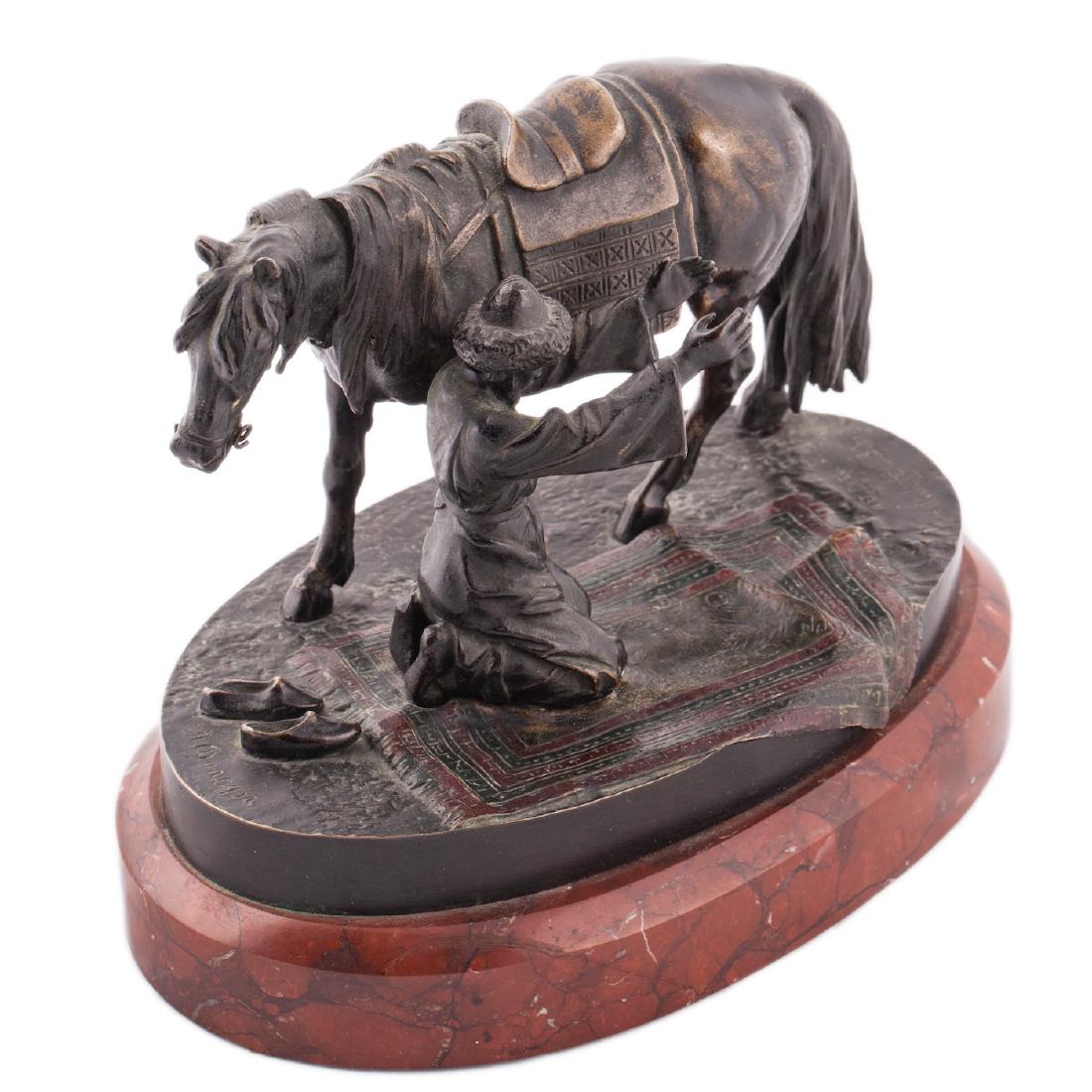 Russian bronze sculpture "Praying moslem" — image 2