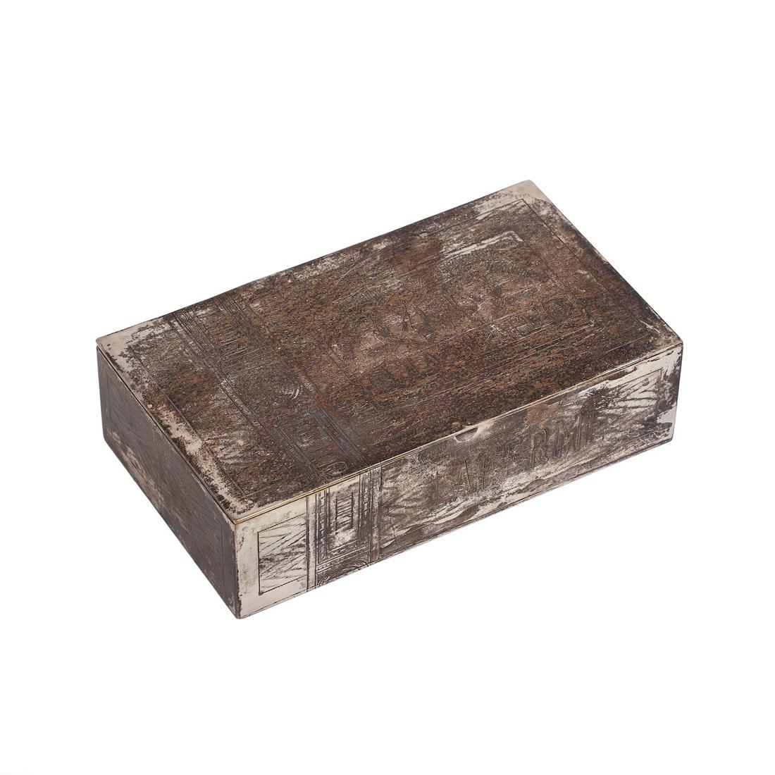 Russian silver plated and gilded brass cigar box — image 1
