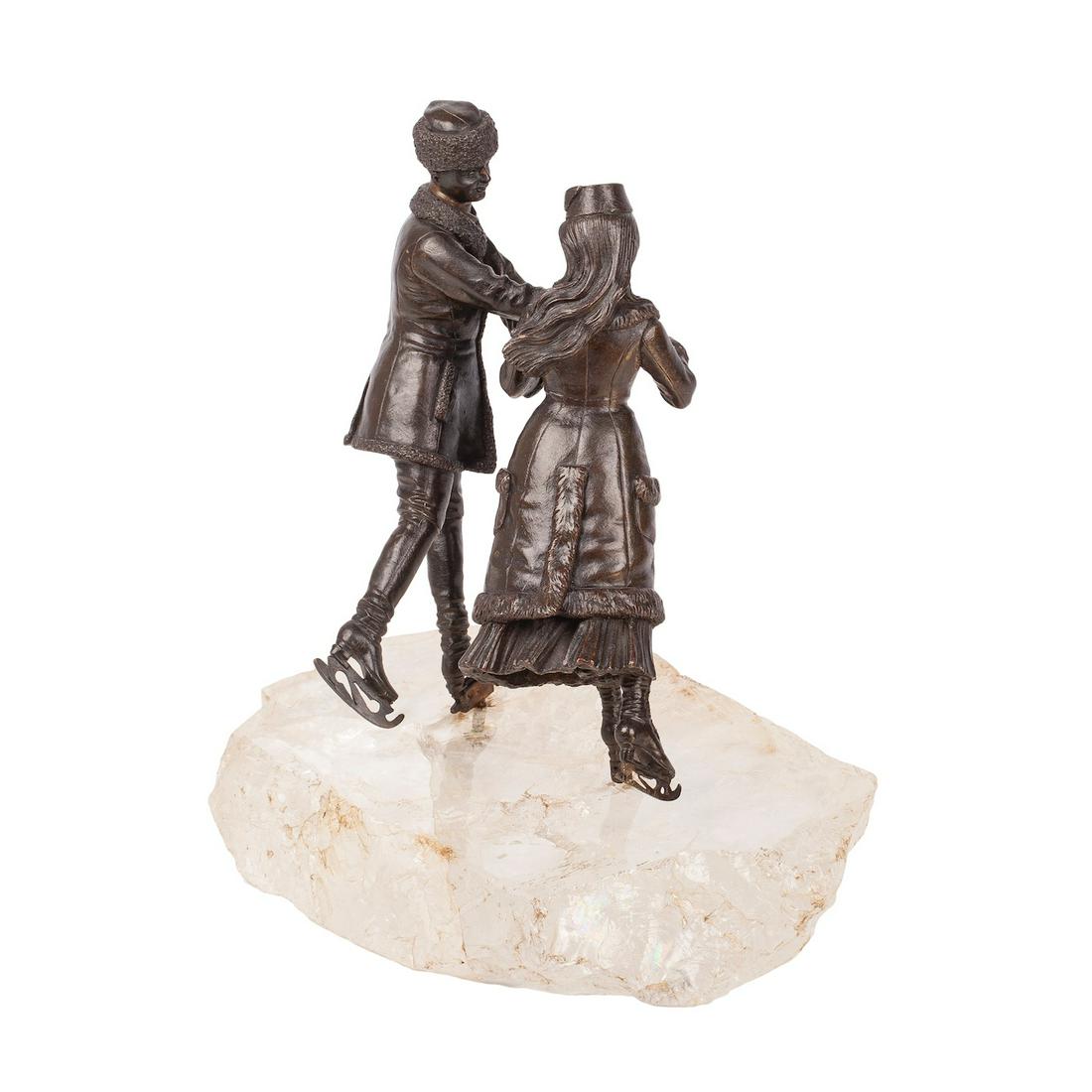 Very rare Russian "Ice Skating" bronze sculpture — image 3