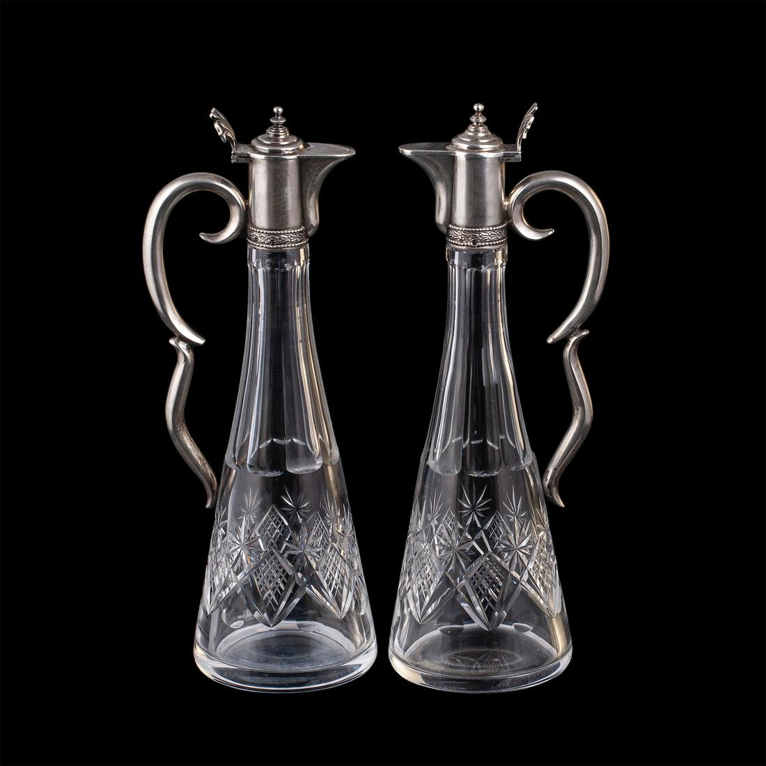 A pair of Russian Neoclassic silver decanters — image 1