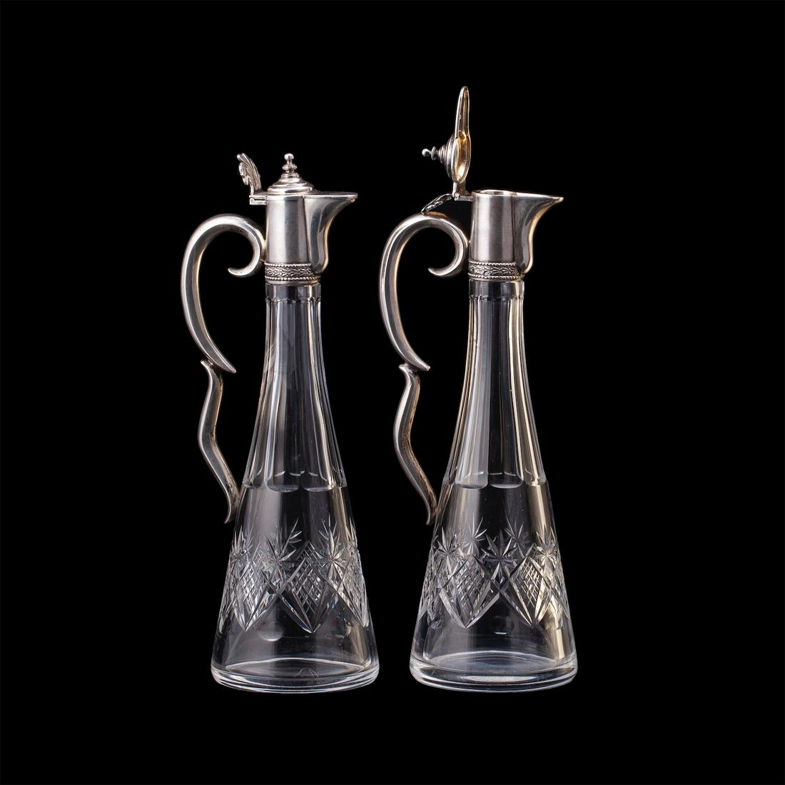 A pair of Russian Neoclassic silver decanters — image 3
