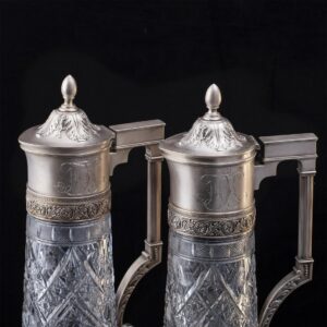 A pair of Russian silver-gilt crystal decanters — image 2