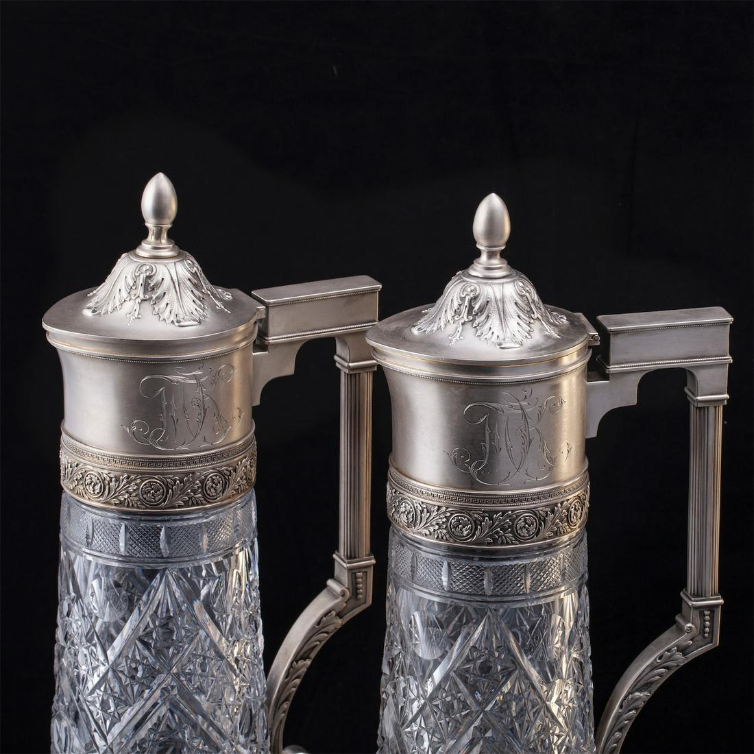 A pair of Russian silver-gilt crystal decanters — image 2