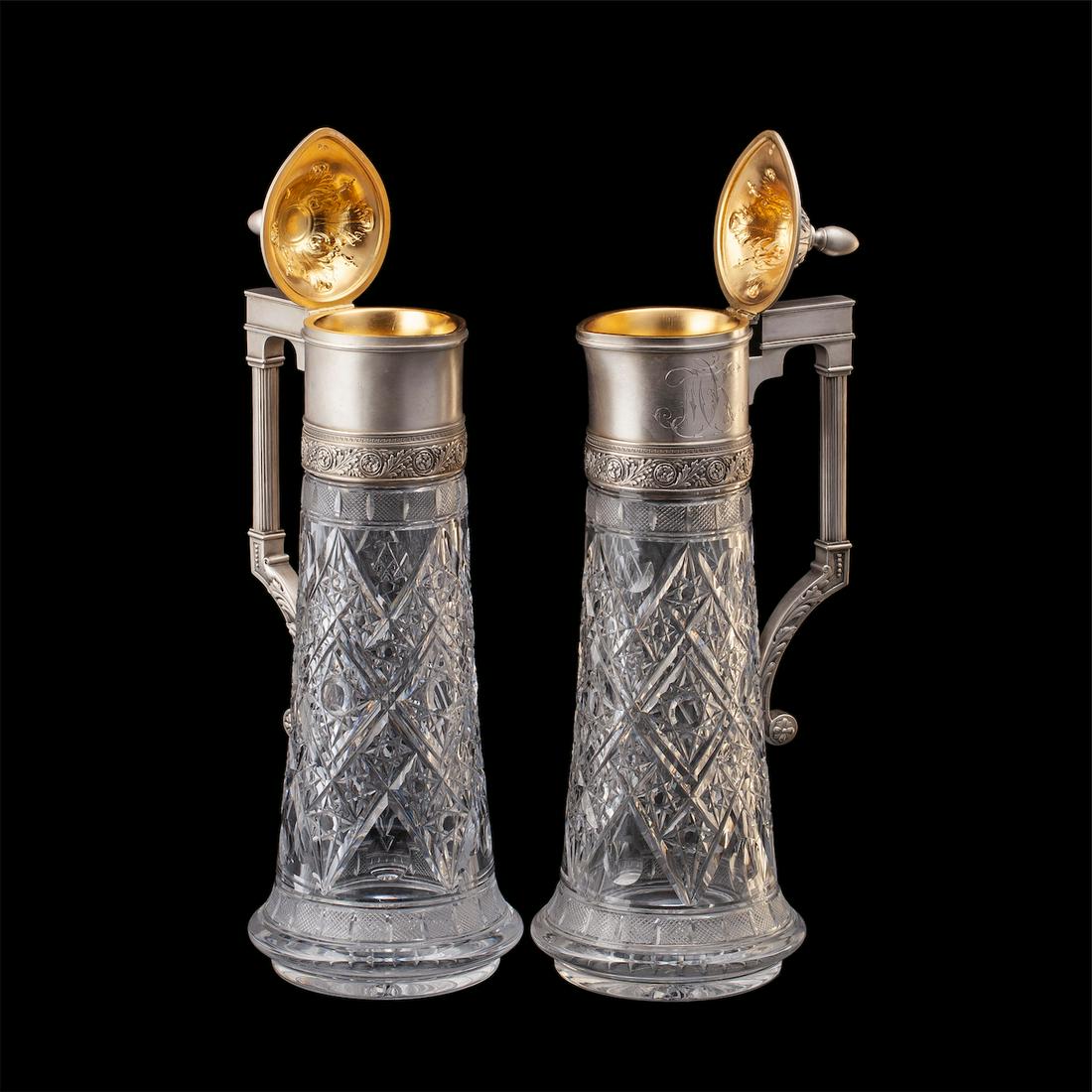 A pair of Russian silver-gilt crystal decanters — image 3